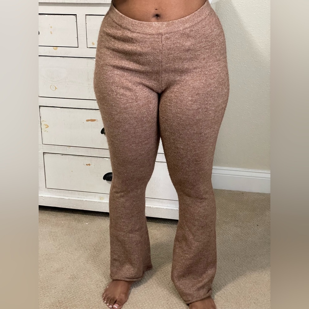 Stretch thick cotton flare pants